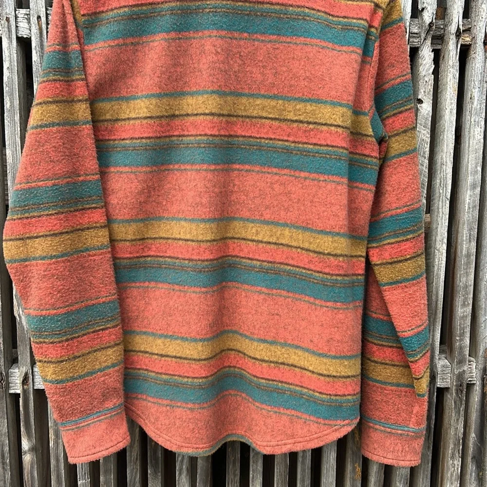 NWT Lucky Brand Southwestern Knit Shirt Jacket Small Orange Striped Shacket